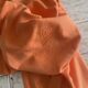 Antique dyed damask tablecloth, monogrammed SW or MS - cotton - 225x145 cm