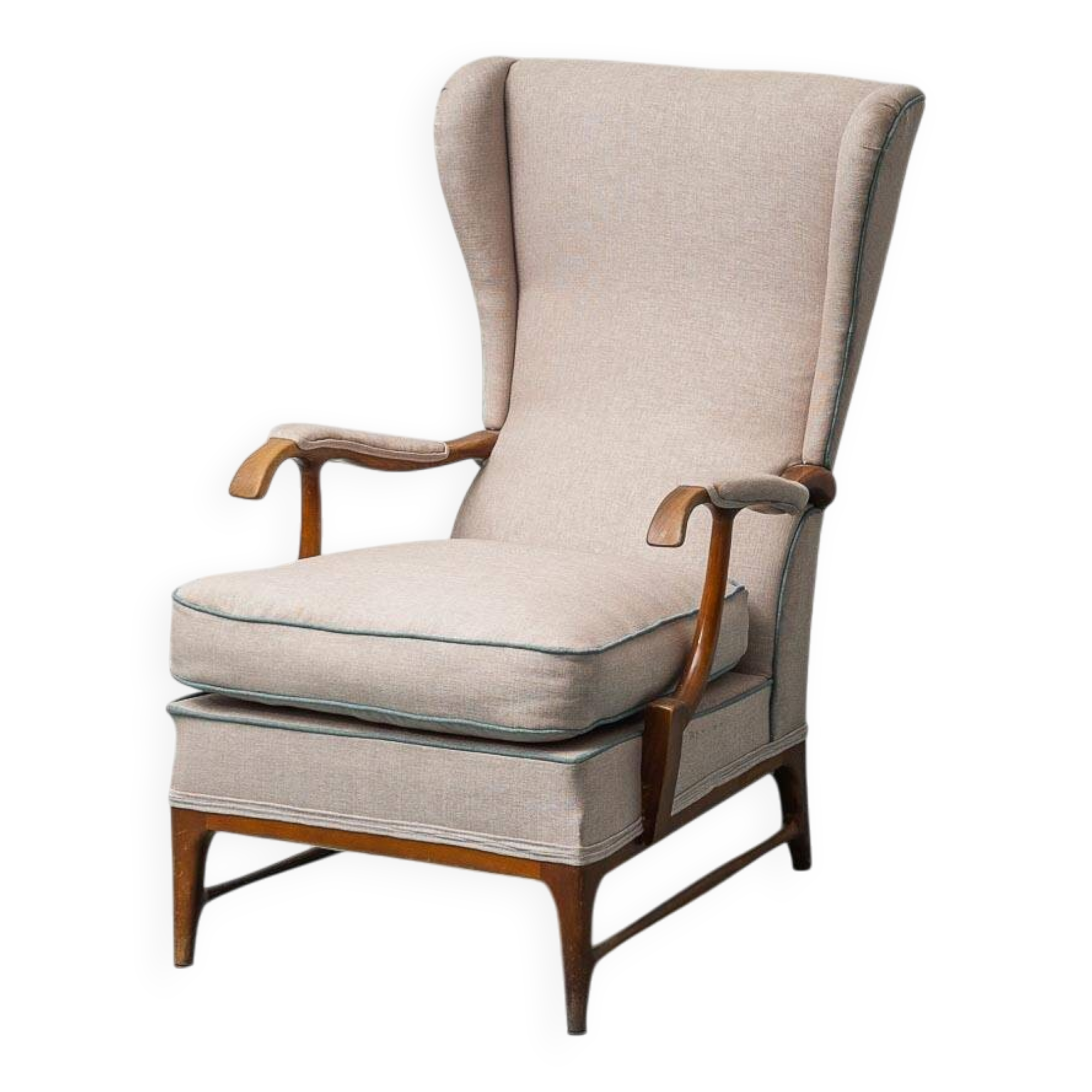 Fauteuil en tissu attribué à Paolo Buffa, style moderniste vintage des années 1950