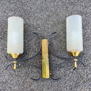 Pair of vintage wall lamps 1950-60 arlus metal and glass