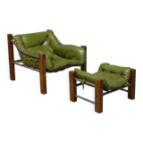 Leather Armchair and Ottoman by Jean Gillon