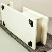 White High Gloss Free Form Italian Design Coffee Table w. Brass Accents 70s