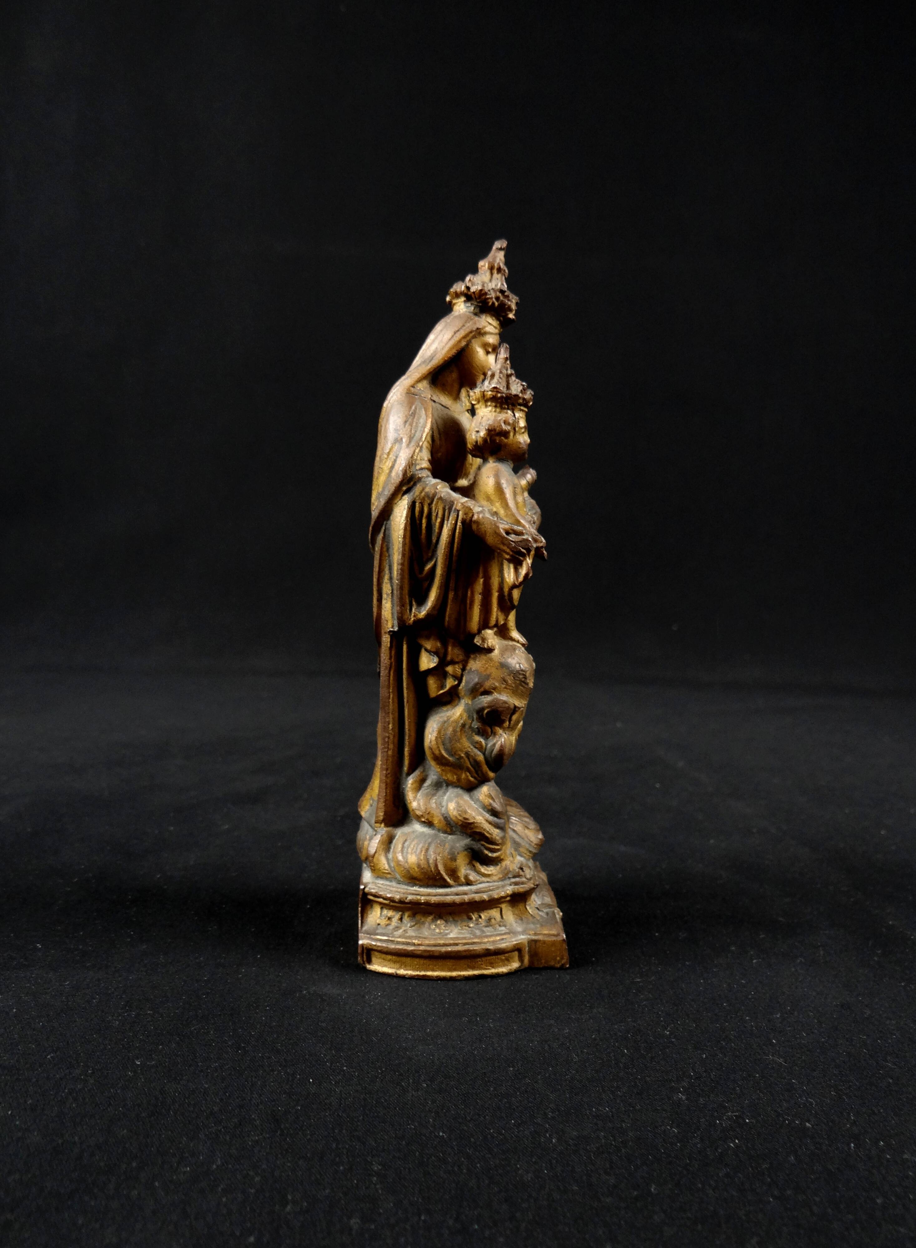 Statuette of the Virgin and Child Our Lady of Victories in 19th century spelter