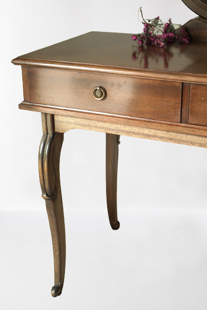Art Deco style dressing table in mahogany gooseneck mirror