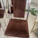 Quatre chaises chrome et velours ras marron design 70
