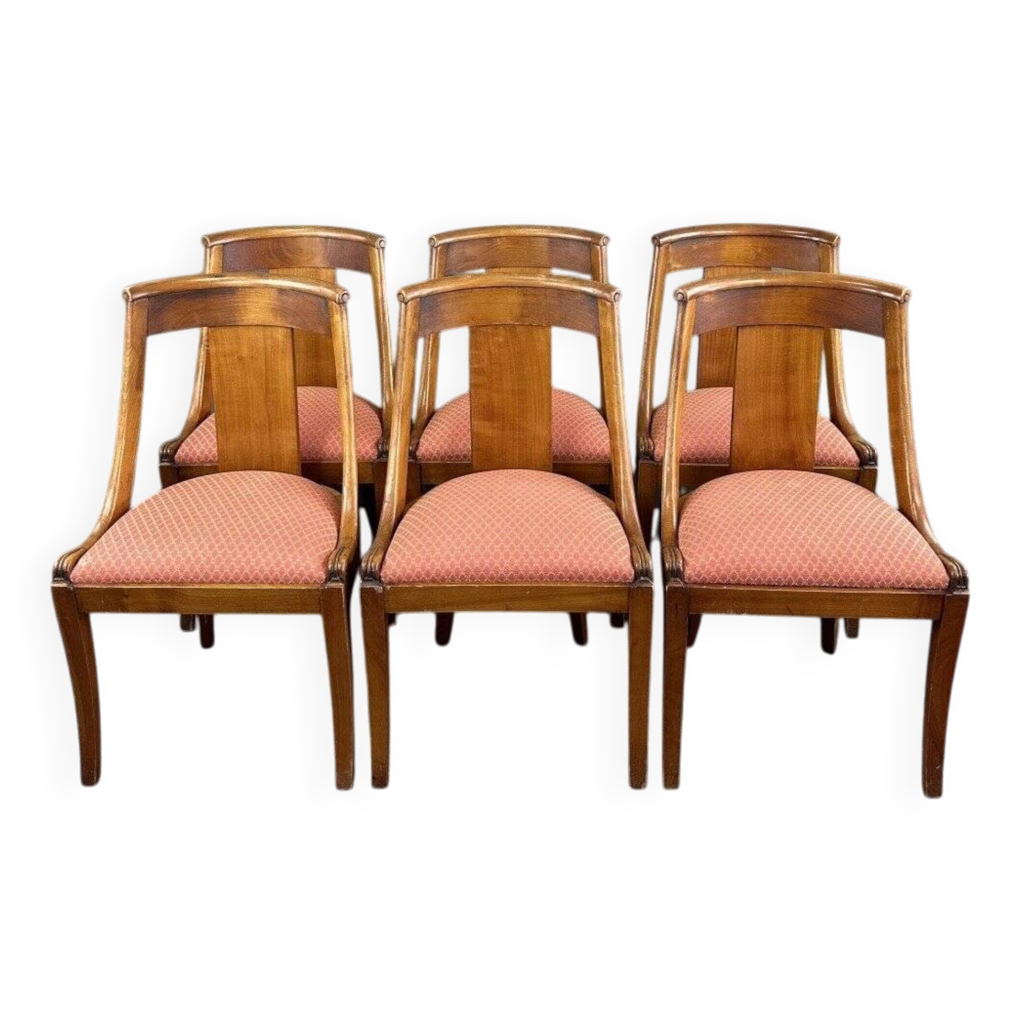 6 Empire Style Gondola Chairs in Wood, 20th Century