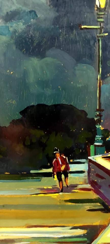 Peinture à l'huile sur isorel - Livourne 1975 la nuit MagnifiquePeinture à l'huile sur isorel - Livo