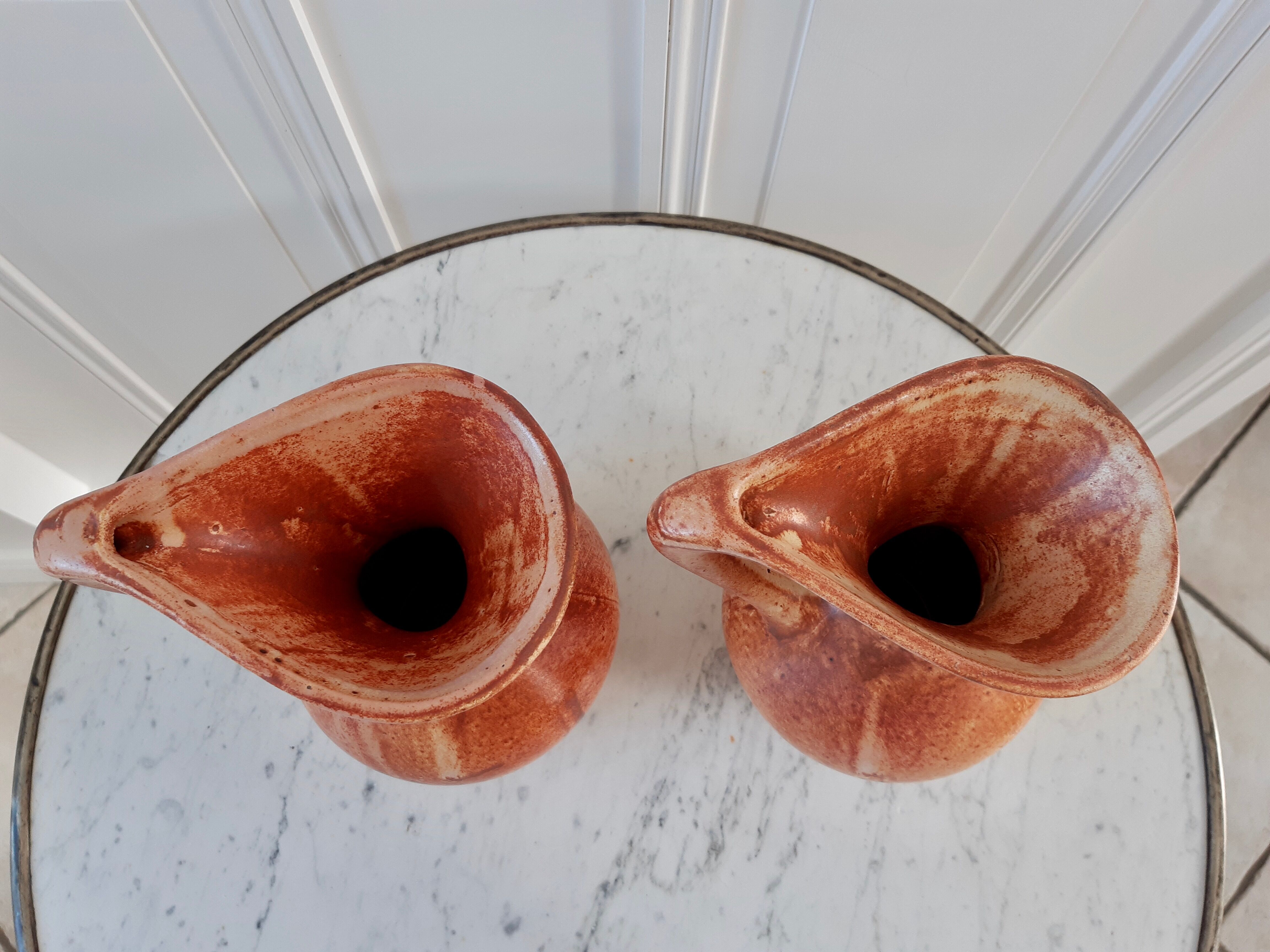 Duo pitchers in vintage Vallauris sandstone