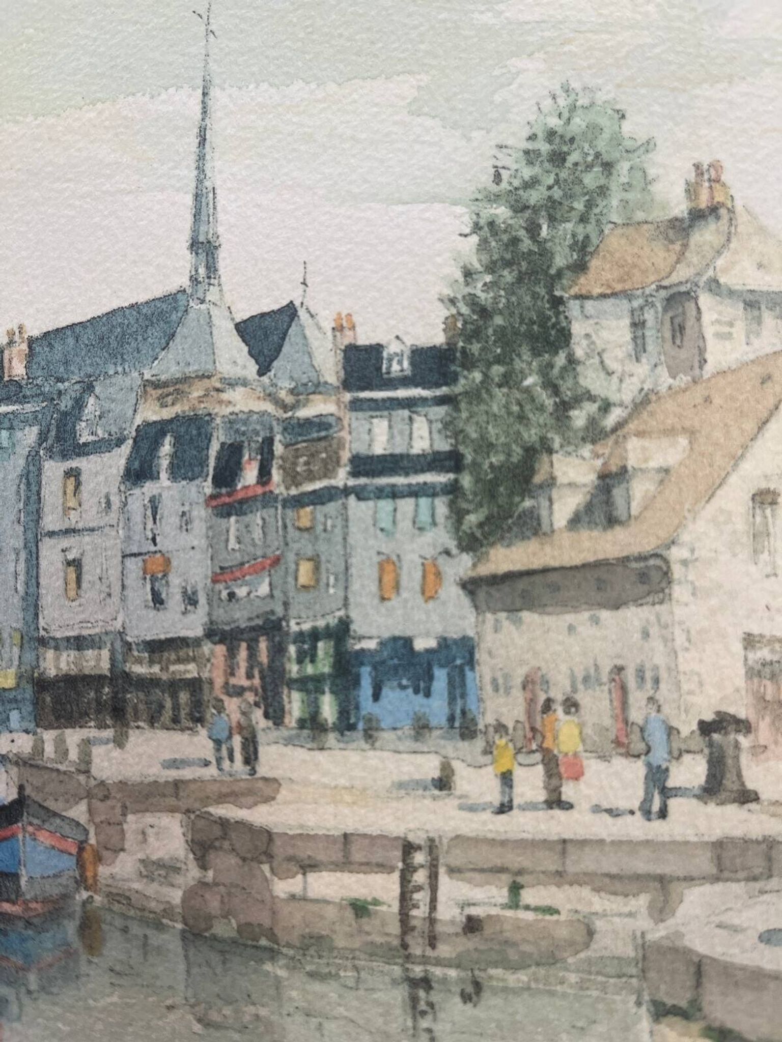 Tableau E.A. watercoloured by Cedric Eudeline "Honfleur, morning sun"