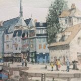 EA watercolor painting by Cedric Eudeline "Honfleur, morning sun"