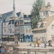 Tableau E.A. watercoloured by Cedric Eudeline "Honfleur, morning sun"