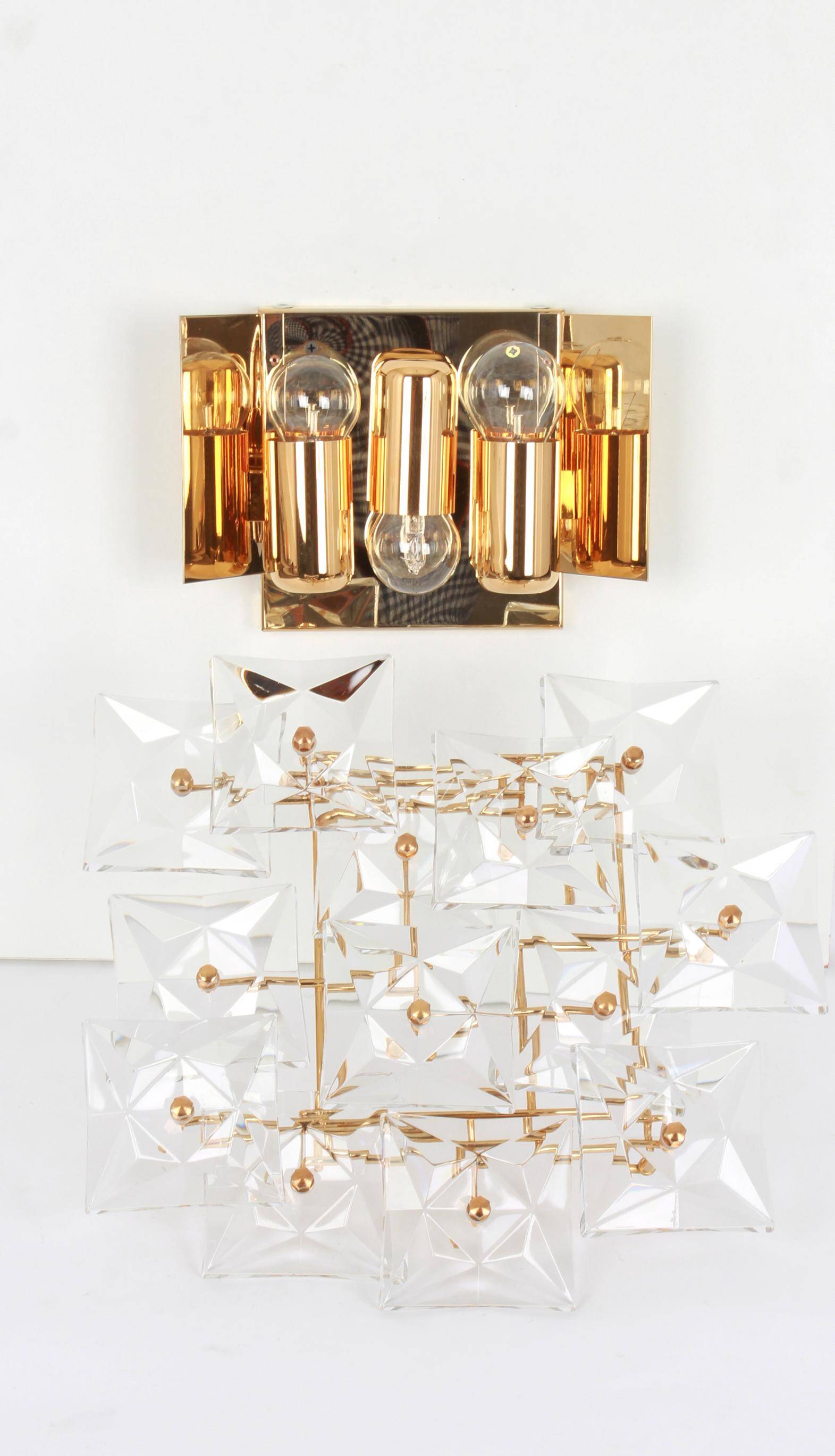 1 of 2 Superb Extra Large Crystal Wall Sconce by Kinkeldey, Germany, 1970s