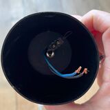 Vintage pendant light in chiseled glass and steel tube from the 70s