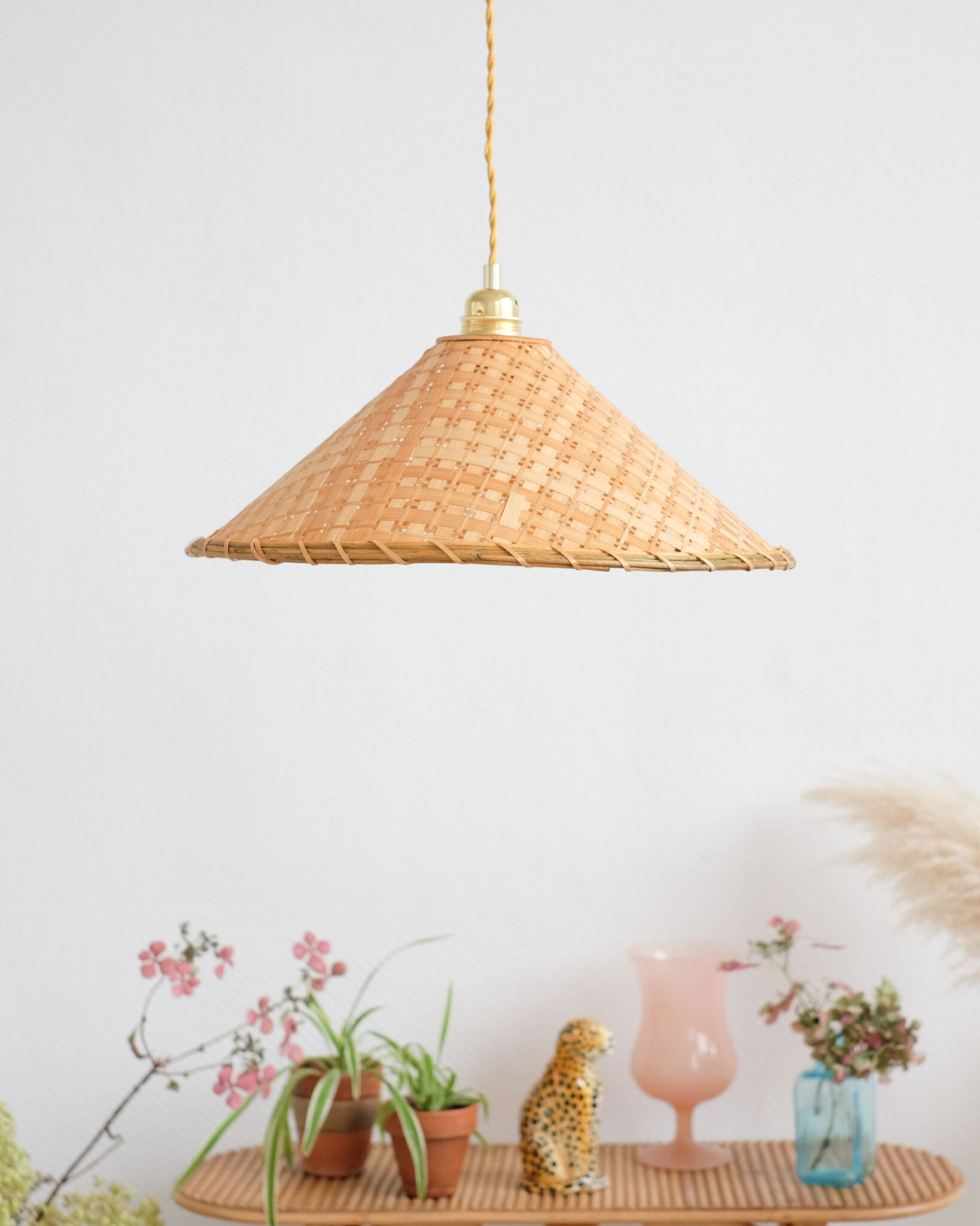 Vintage wicker pendant lamp