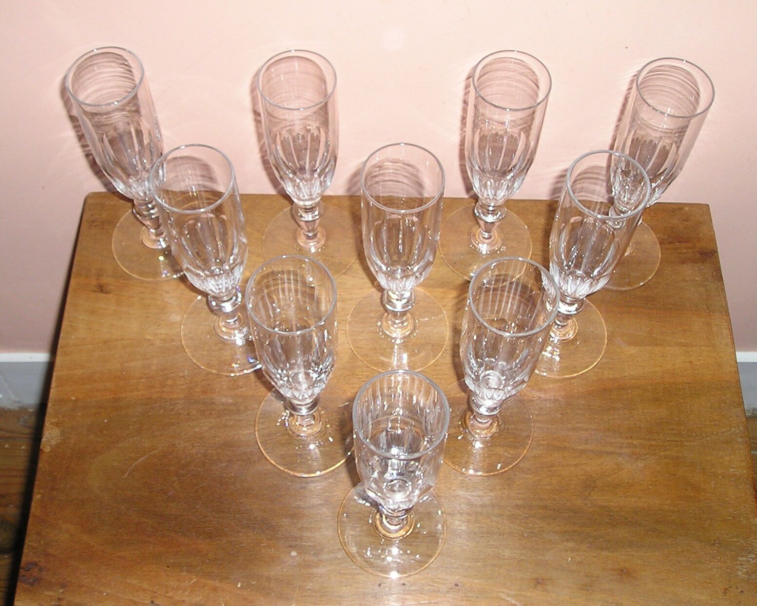 Set of 10 crystal champagne flutes