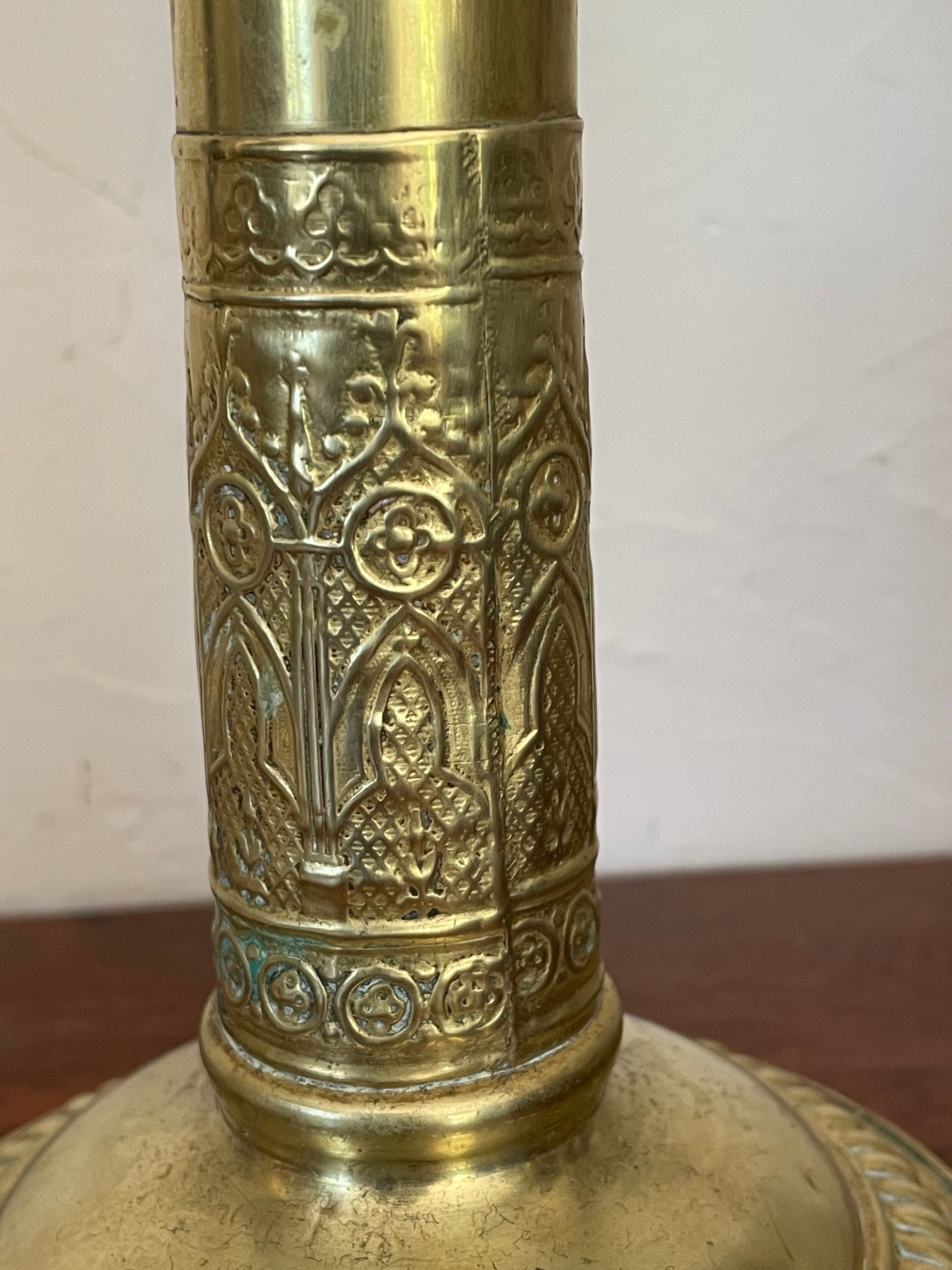 Pair of brass candle holders