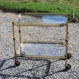 Rolling service of the 50s and 60s in gilded brass double glass trays
