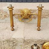 Set of 5 glass and brass sconces from the 70s