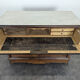 Elm burl and rosewood secretary chest of drawers