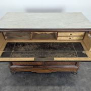Elm burl and rosewood secretary chest of drawers