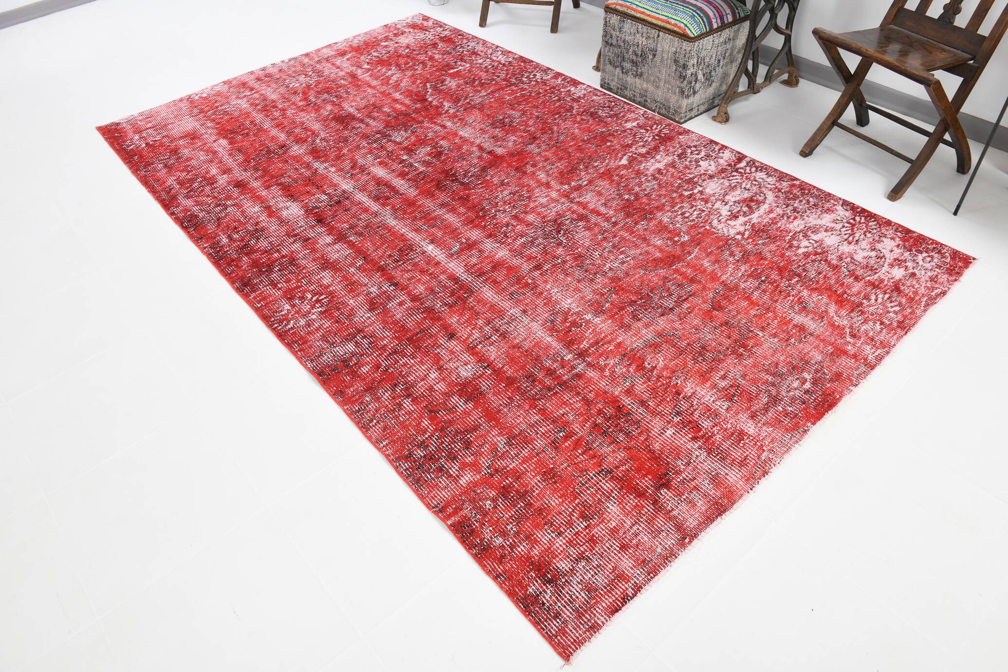 6x10 Rug For Dining Room Red Vintage Area Rug, 175x296Cm SK 3756