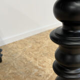 Table à manger classique en bois, pieds noirs, 12 couverts