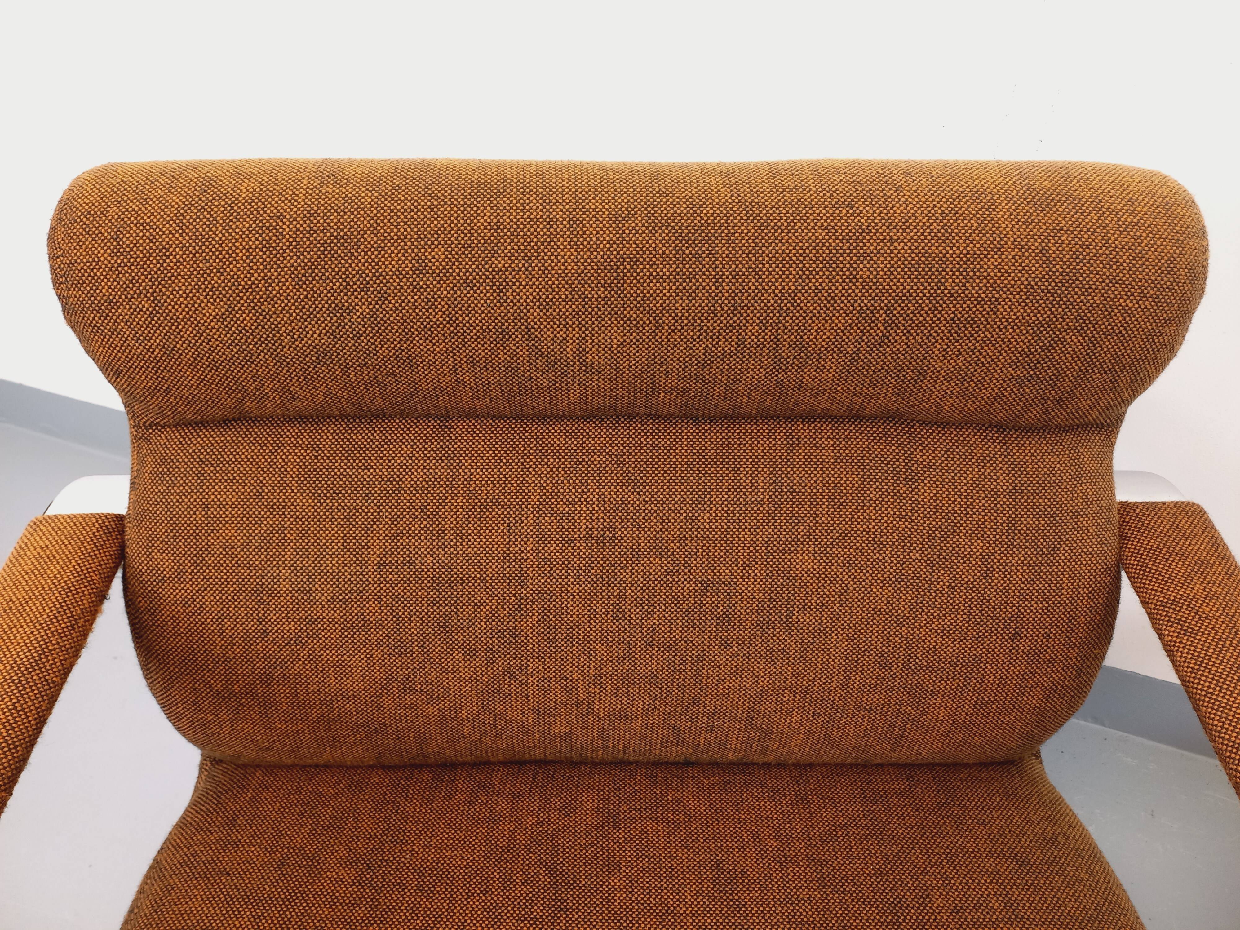 Pair of vintage Eero Aarnio armchairs for Framac in fabric and chrome 1970.