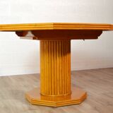 Octagonal dining table with wood and bamboo extension 1980s