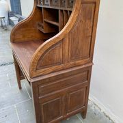 Antique solid wood secretary desk, handcrafted cabinetry.