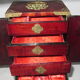Very large Chinese wooden jewelry box adorned with jade plates