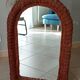 Vintage braided wicker mirror 72x47cm