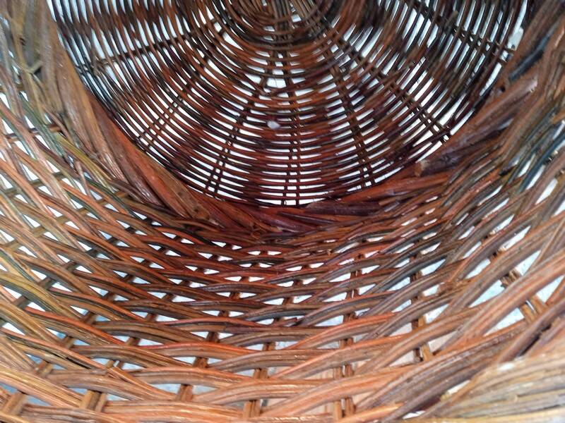 Cache pot 43 cm panier rotin vintage ep 1960
