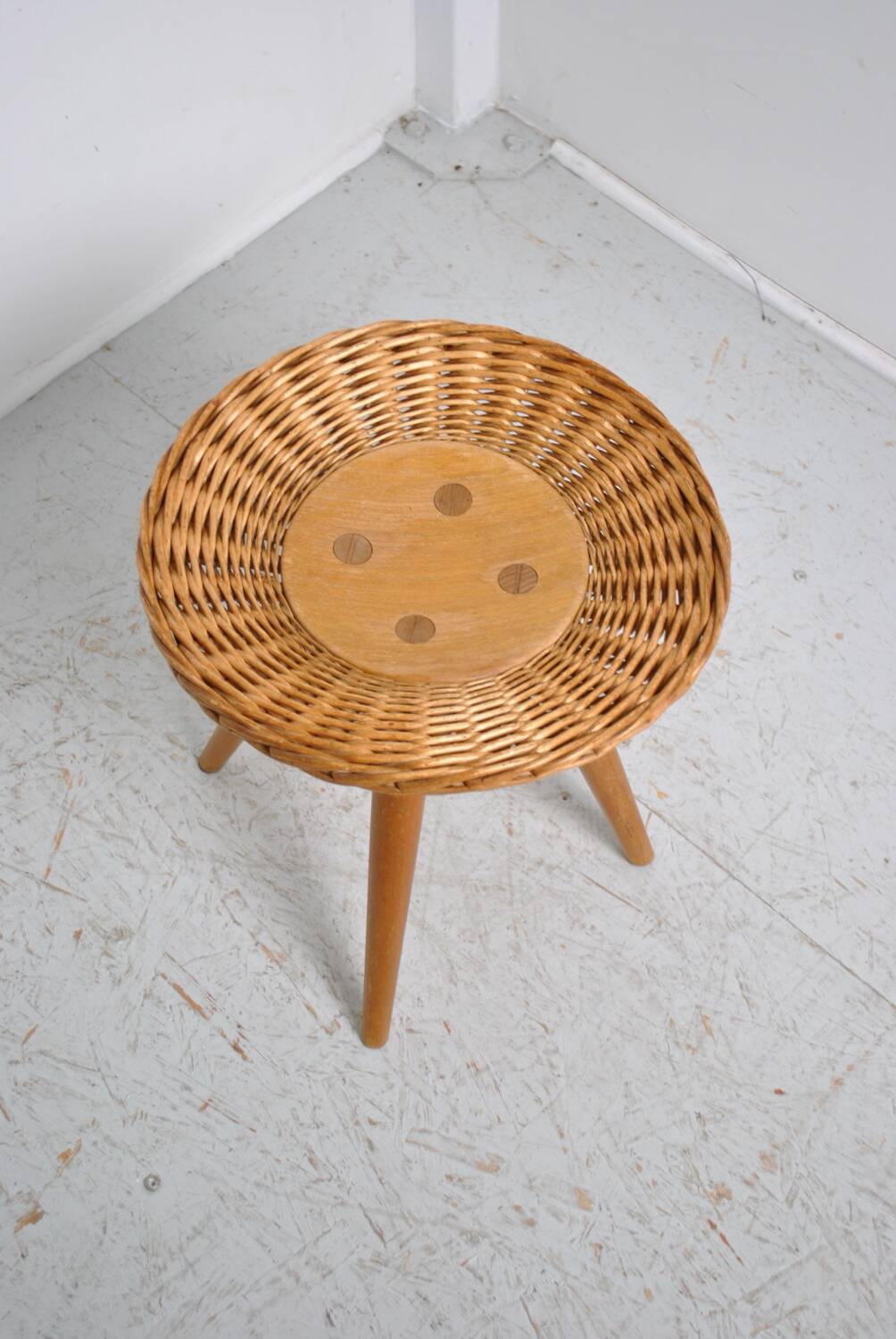 Rattan stool by Jan Kalous for Úluv 1960s