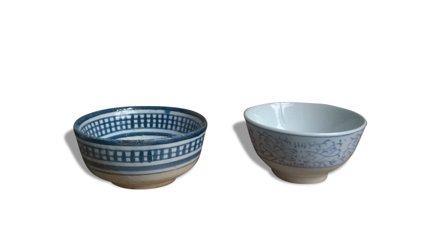 Duo of mismatched old bowls
