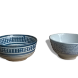 Duo of mismatched old bowls