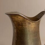 XXL vintage brass jug handmade in Italy (1950s) – golden brass vase with patina and elegant handle