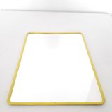 Wall-mounted barber mirror - Rectangle - yellow plastic outline - 1970 29x38cm