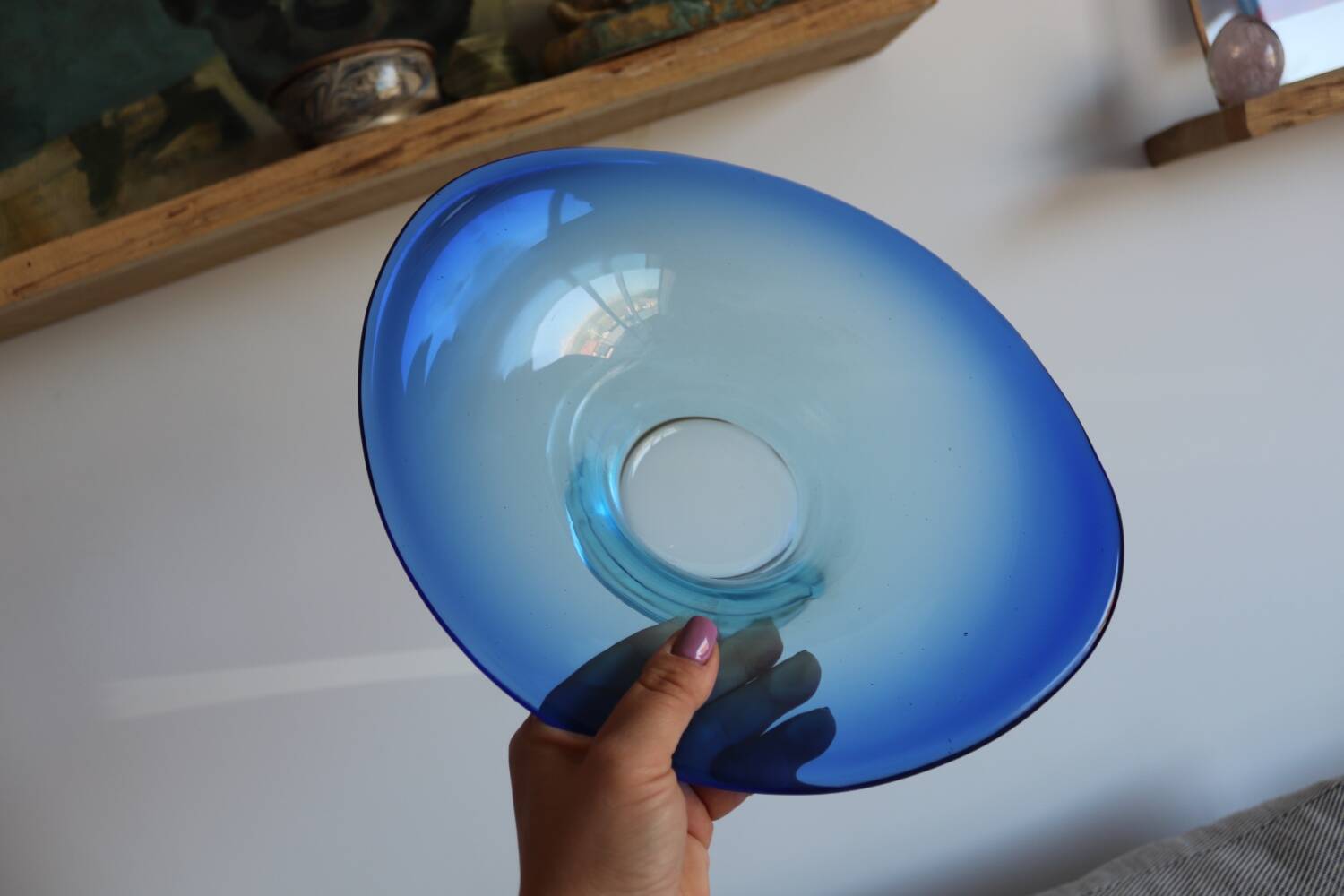 Vintage Scandinavian blue glass bowl