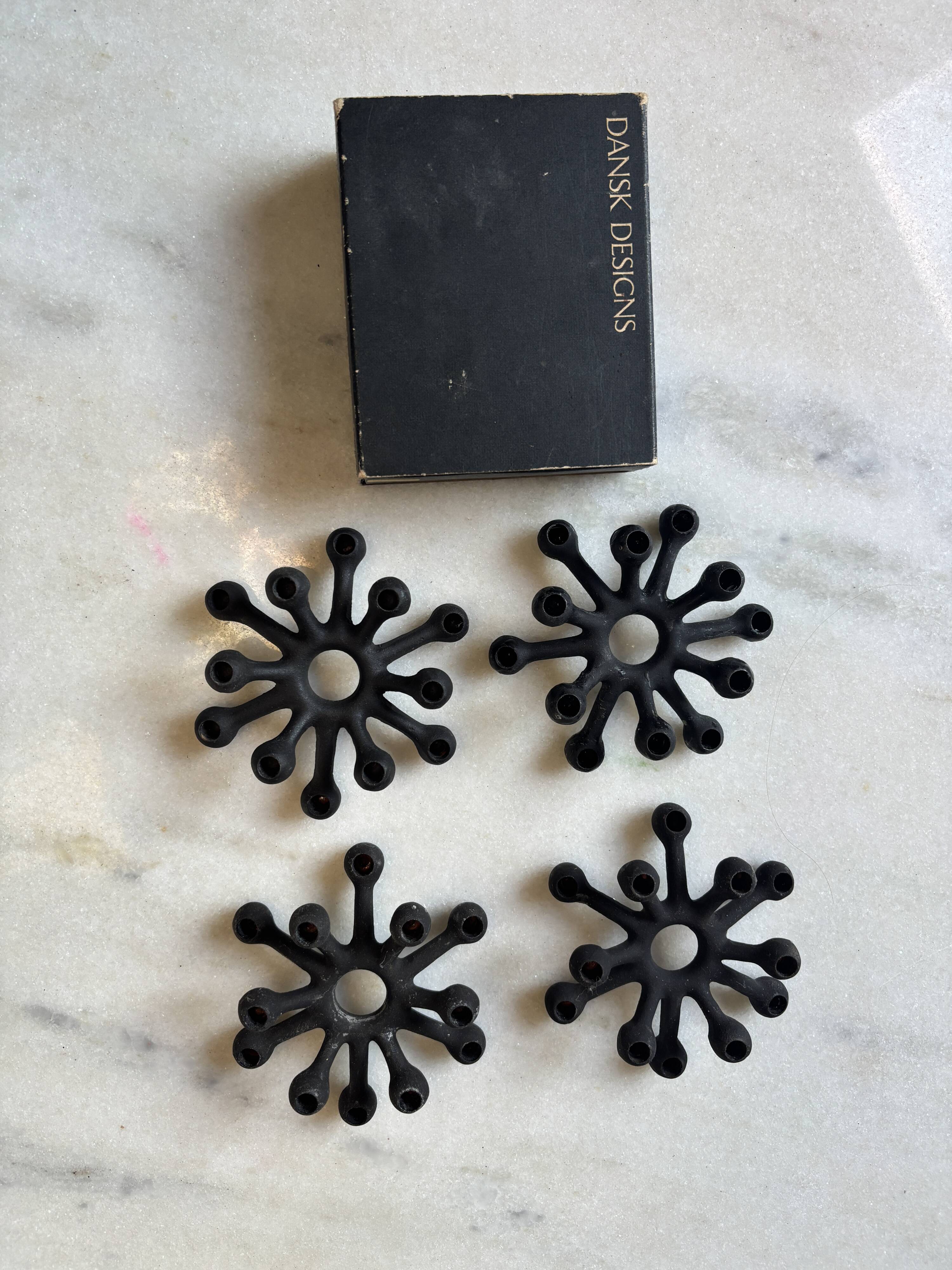 4 "Spider" candle holders by Jens Quistgaard for Dansk Designs, Scandinavian 1960s.