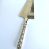 Vintage pie shovel in silver metal and stainless steel blade - Contour net decoration