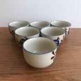 6 Tasses/gobelets À Thé Traditionnel Chinois En Grès Vintage Fleurs De Coton