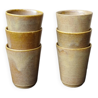 Vintage stoneware cups by Digoin, set of 6
