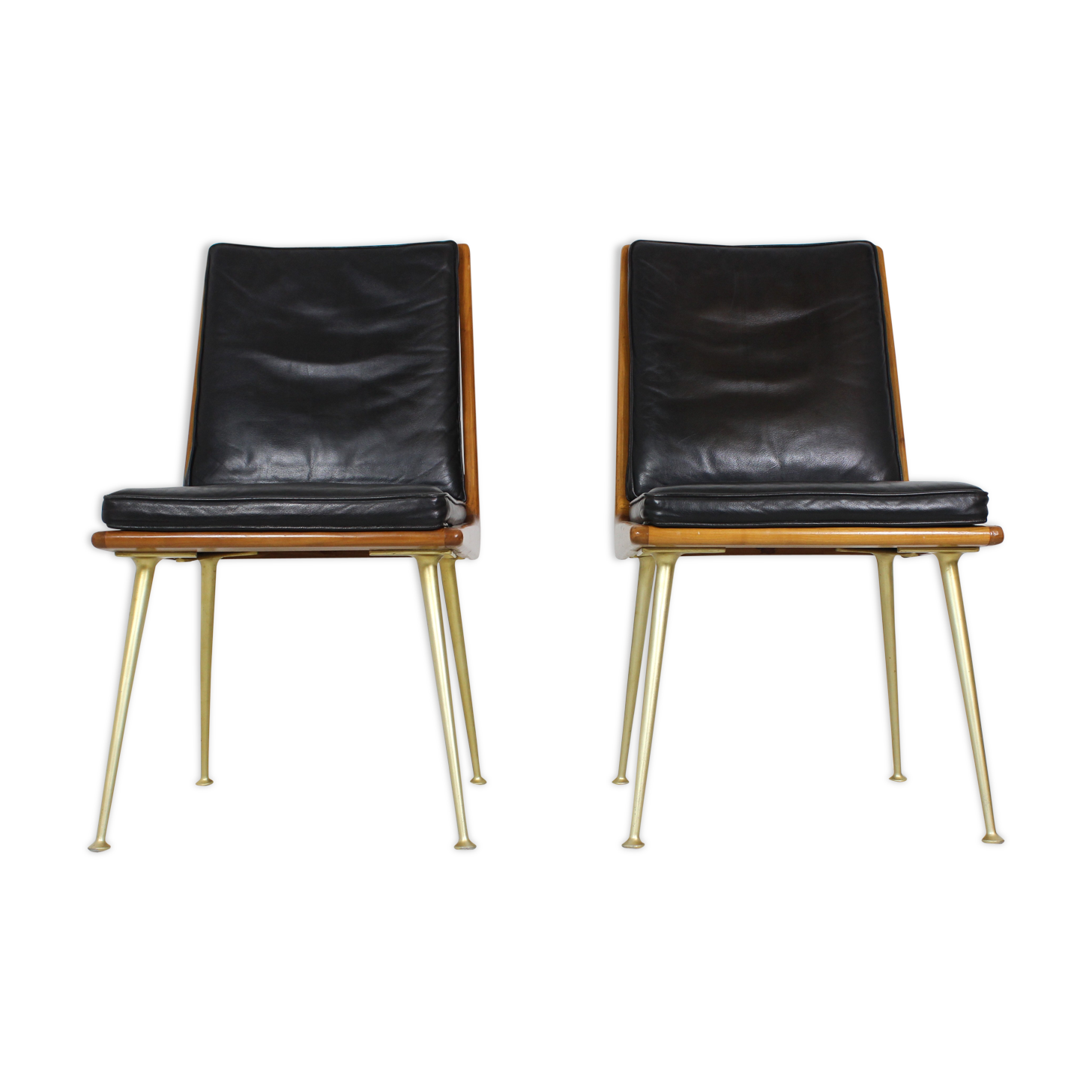 Pair of Boomerang Easy Chair by Hans Mitzlaff for Eugen Schmidt in Leather
