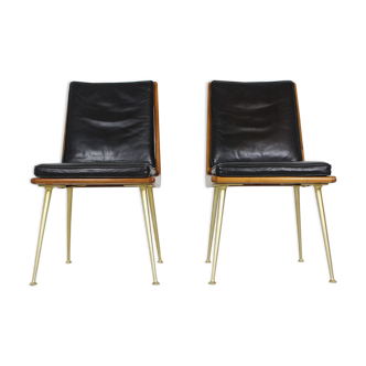 Pair of Boomerang Easy Chair by Hans Mitzlaff for Eugen Schmidt in Leather