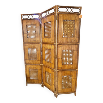 Vintage rattan and wicker screen
