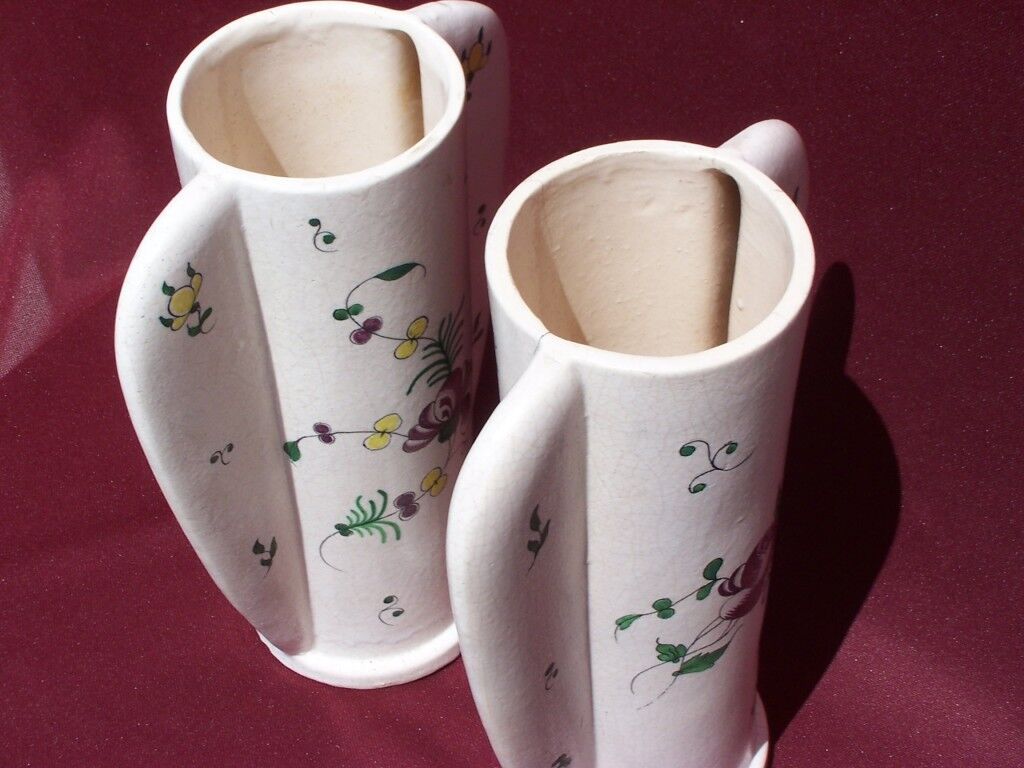 Pair of winged vases Louis DAGE cracked faience 30cm Samadet Art Deco 1930