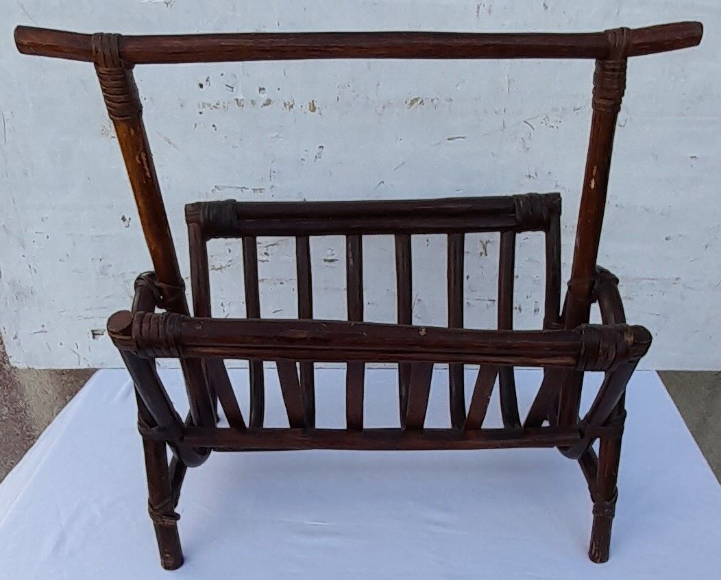 Vintage rattan magazine holder