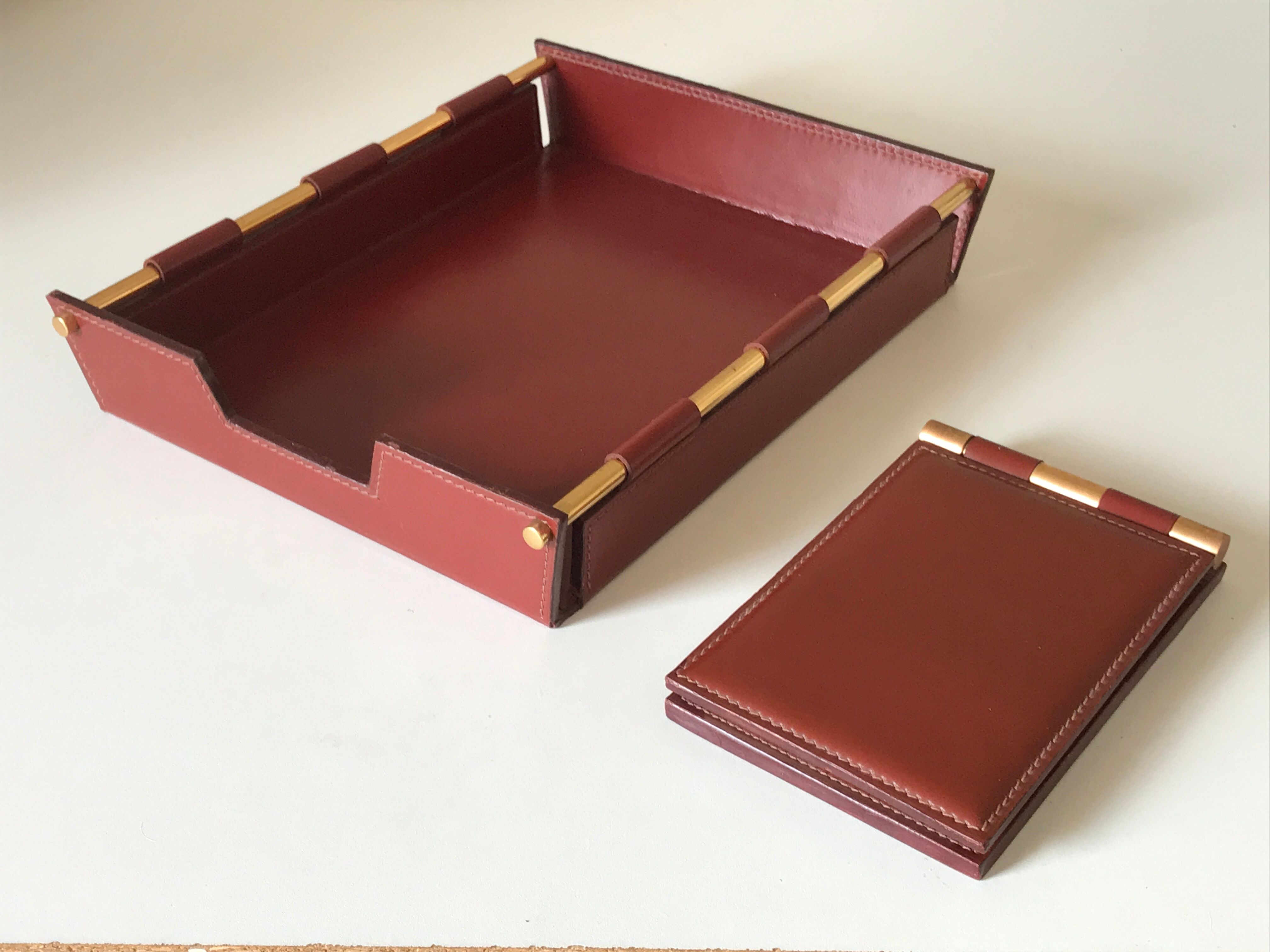 Vintage quilted leather desk set design 70 years