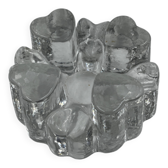 Solid glass heart candle holder