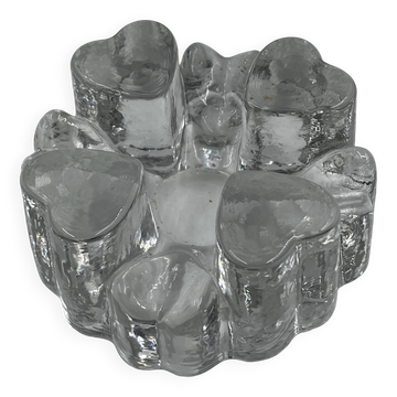 Solid glass heart candle holder