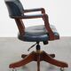Bureau et chaise de bureau Chesterfield en cuir de vachette bleu